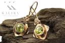 čtrnáctinová růžová zlata 14k 583 Yellow Peridot náušnice vec017r Russian Soviet USSR Vintage Jewlery Art Deco style