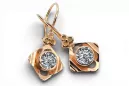čtrnásťkaraté ružové zlato 14k 583 Zircon náušnice vec017r Russian Soviet USSR Vintage Jewlery Art Deco style