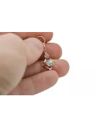 čtrnásťkaraté ružové zlato 14k 583 Zircon náušnice vec017r Russian Soviet USSR Vintage Jewlery Art Deco style