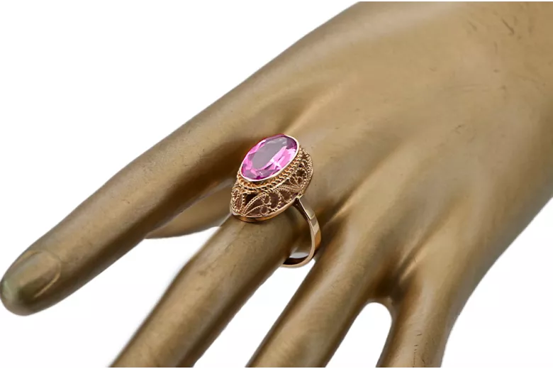 Rose 14k Rotes Rosa Gold 585 Alexandrite Ring VRC374R Russischer sowjetischer Vintage-Stil