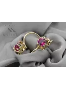 Gelb 14K Gold 585 Ruby Ohrringe Vec035Y Russischer Sowjetischer UdSSR-Weinlesekunst-Deko-Stil UdSSR Sowjetischer russischer Stil