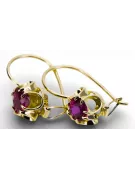 Yellow 14k gold 585 Ruby earrings vec035y Russian Soviet USSR Vintage Art Deco style USSR Soviet Russian style