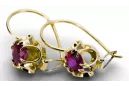 Jaune 14K Gold 585 Guiring Boucles d'oreilles Vec035Y Russe Soviétique Soviétique UssR Art Deco Style De Déco UssR SOVIET SOVIE