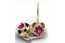 Amarillo 14K ORO 585 RUBY PENDIENTES VEC035Y RUSA RUSA SOVIET URSS Vintage Art Deco Style Estilo ruso soviético URSS