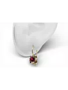 Yellow 14k gold 585 Ruby earrings vec035y Russian Soviet USSR Vintage Art Deco style USSR Soviet Russian style