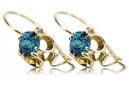 14 Karat Gelbgold 585 Aquamarine ohrringe vec035y Russisch Sowjetisch UdSSR Vintage Handwerk Art Deco style