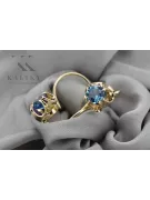 Kolczyki z żółtego 14k złota 585 z Akwamarynem vec035y Rosyjski Styl Vintage Art Deco