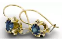 Kolczyki z żółtego 14k złota 585 z Akwamarynem vec035y Rosyjski Styl Vintage Art Deco