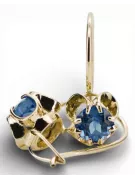 14 كارت من الذهب الأصفر 585 Aquamarine أقراط vec035y روسي سوفيتي الاتحاد السوفيتي مجوهرات فينتاج آرت ديكو style