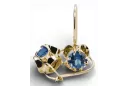 Yellow 14k gold 585 Aquamarine earrings vec035y Russian Soviet USSR Vintage Art Deco style