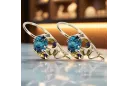 Yellow 14k gold 585 Aquamarine earrings vec035y Russian Soviet USSR Vintage Art Deco style