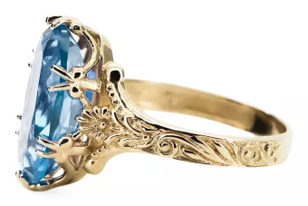 Anneau Aquamarine Or jaune 8 carats Artisanat vintage vrc084x-aq Art Deco Style Art Déco soviétique