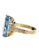 خاتم Aquamarine 8 كارت من الذهب الأصفر أسلوب فينتاج vrc084x-aq Art Deco أسلوب فينتاج آرت ديكو سوفيتي