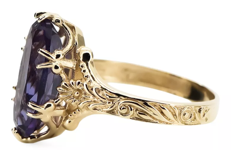 Alexandrite Aur galben 8K Inel Vintage vrc084x-ax Art Deco Stil sovietic rusesc URSS