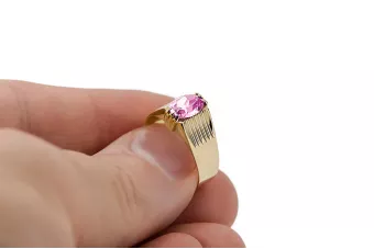 14K жълто злато Amethyst Пръстен Винтидж стил vrc007y-am Art Deco Винтидж бижута от СССР, руски стил