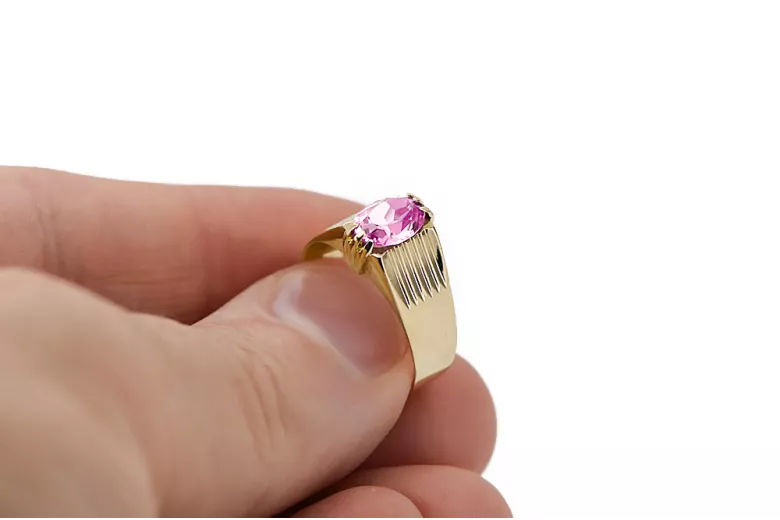 Amethyst Aur galben 14K Inel Vintage vrc007y-am Art Deco Bijuterii din URSS, stil rusesc