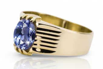 Pierścionek z żółtego 14k złota z Aleksandrytem vrc007y-ax Vintage Biżuteria Art Deco, biżuteria w stylu ZSRR