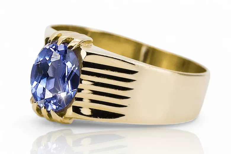 Joyería vintage Anillo Alexandrite Oro amarillo de 14 quilates vrc007y-ax Art Deco Estilo soviético ruso URSS