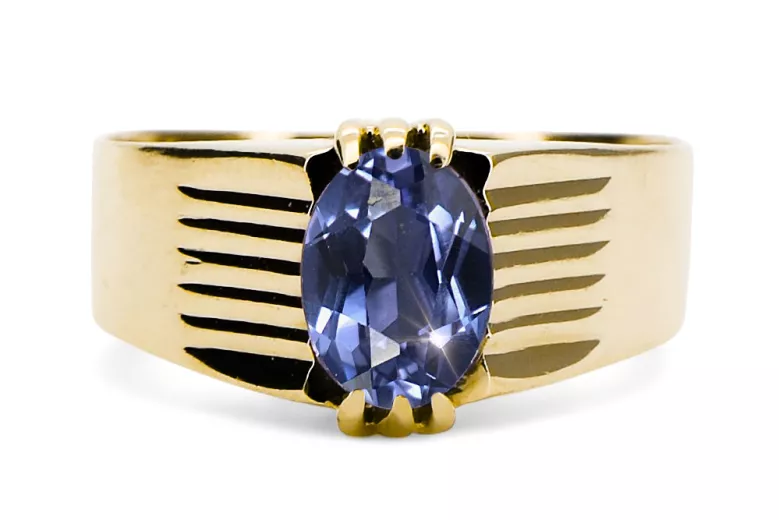 Joyería vintage Anillo Alexandrite Oro amarillo de 14 quilates vrc007y-ax Art Deco Estilo soviético ruso URSS