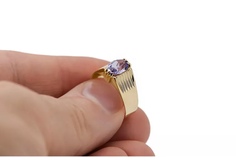 Vintažiniai amatai Žiedas Alexandrite 14k geltonas auksas vrc007y-ax Art Deco Sovietinis rusiškas SSRS stilius