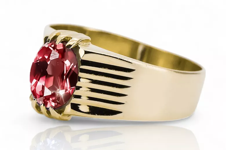 Anillo Ruby Oro amarillo de 14 quilates Joyería vintage vrc007y-rb Art Deco Estilo URSS soviético ruso