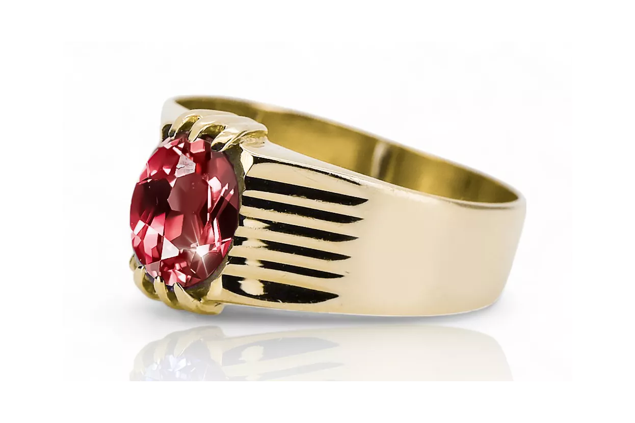 Anillo Ruby Oro amarillo de 14 quilates Joyería vintage vrc007y-rb Art Deco Estilo URSS soviético ruso
