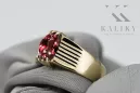 Anillo Ruby Oro amarillo de 14 quilates Joyería vintage vrc007y-rb Art Deco Estilo URSS soviético ruso