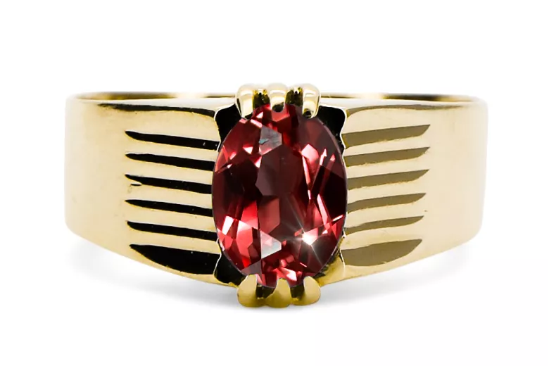 Anillo Ruby Oro amarillo de 14 quilates Joyería vintage vrc007y-rb Art Deco Estilo URSS soviético ruso