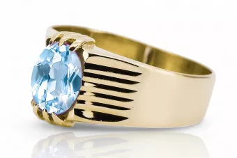 Кольцо Винтаж стиль Aquamarine 14-ка/желтое золото vrc007y-aq Art Deco Русский стиль СССР, советский