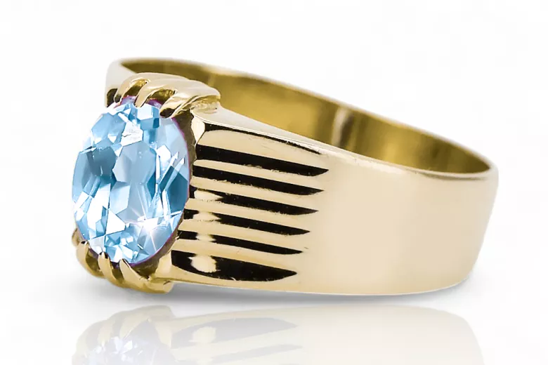Кольцо Винтаж стиль Aquamarine 14-ка/желтое золото vrc007y-aq Art Deco Русский стиль СССР, советский