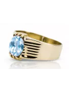 Ring Aquamarine 14 Karat Gelbgold Vintage Handwerk vrc007y-aq Art Deco Russischer UdSSR sowjetischer Stil