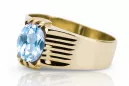 Ring Aquamarine 14 Karat Gelbgold Vintage Handwerk vrc007y-aq Art Deco Russischer UdSSR sowjetischer Stil