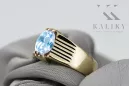 خاتم أسلوب فينتاج Aquamarine 14 كارت من الذهب الأصفر vrc007y-aq Art Deco أسلوب روسي اتحاد الجمهوريات السوفيتية سوفيتي