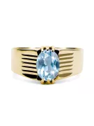 14k žluté zlato Aquamarine Ring Vintage vrc007y-aq Art Deco