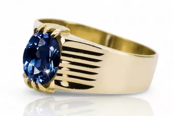Пръстен Sapphire 14K жълто злато Винтидж бижута vrc007y-sp Art Deco Руски съветски винтидж стил бижута от СССР