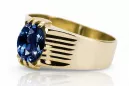 Artisanat vintage Anneau Sapphire Or jaune 14 carats vrc007y-sp Art Deco Style de bijoux russes soviétiques URSS
