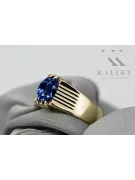 Pierścionek z żółtego 14k złota z Szafirem vrc007y-sp Klasyczny Vintage Art Deco Rosyjski Sowiecki ZSRR styl