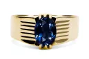 Artisanat vintage Anneau Sapphire Or jaune 14 carats vrc007y-sp Art Deco Style de bijoux russes soviétiques URSS