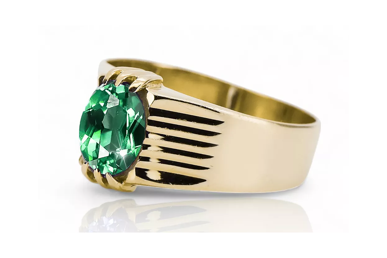 Or jaune 14 carats Emerald Anneau Style vintage vrc007y-em Art Deco Style Art Déco soviétique