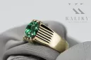 Pierścionek z żółtego 14k złota z Szmaragdem vrc007y-em Vintage Biżuteria Art Deco Sowiecki Rosyjski ZSRR styl