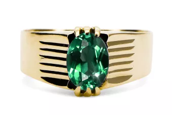 14-ка/желтое золото Emerald Кольцо Винтаж украшения vrc007y-em Art Deco Советский винтажный стиль украшений Ар-деко