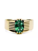 Pierścionek z żółtego 14k złota z Szmaragdem vrc007y-em Vintage Biżuteria Art Deco Sowiecki Rosyjski ZSRR styl