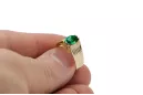 Pierścionek z żółtego 14k złota z Szmaragdem vrc007y-em Vintage Biżuteria Art Deco Sowiecki Rosyjski ZSRR styl