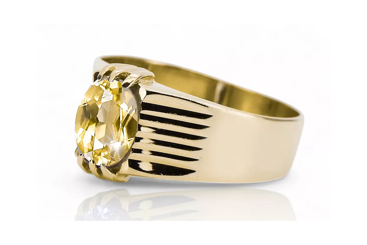 Anneau Vintage Yellow Peridot Or jaune 14 carats vrc007y-yp Art Deco Bijoux Art Déco russes, style URSS