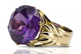 خاتم فينتاج Alexandrite 8 كارت من الذهب الأصفر vrc029x-ax Art Deco أسلوب روسي سوفيتي اتحاد الجمهوريات السوفيتية