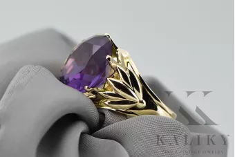 خاتم فينتاج Alexandrite 8 كارت من الذهب الأصفر vrc029x-ax Art Deco أسلوب روسي سوفيتي اتحاد الجمهوريات السوفيتية