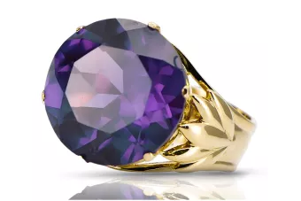 خاتم فينتاج Alexandrite 8 كارت من الذهب الأصفر vrc029x-ax Art Deco أسلوب روسي سوفيتي اتحاد الجمهوريات السوفيتية