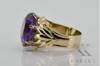 خاتم فينتاج Alexandrite 8 كارت من الذهب الأصفر vrc029x-ax Art Deco أسلوب روسي سوفيتي اتحاد الجمهوريات السوفيتية