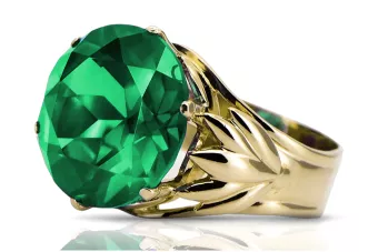 8K žluté zlato Emerald Ring Vintage style vrc029x-em Art Deco