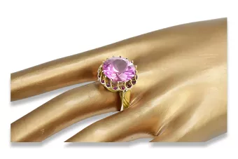 Yellow 8k gold Amethyst ring vrc035x-am Vintage style Art Deco jewelry, Soviet USSR style